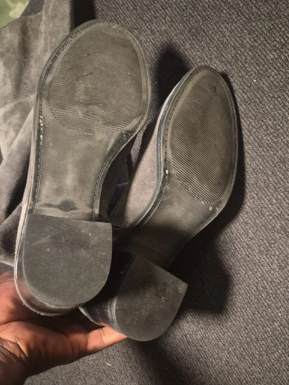 Michael Kors Gray Suede Block Heel Boots